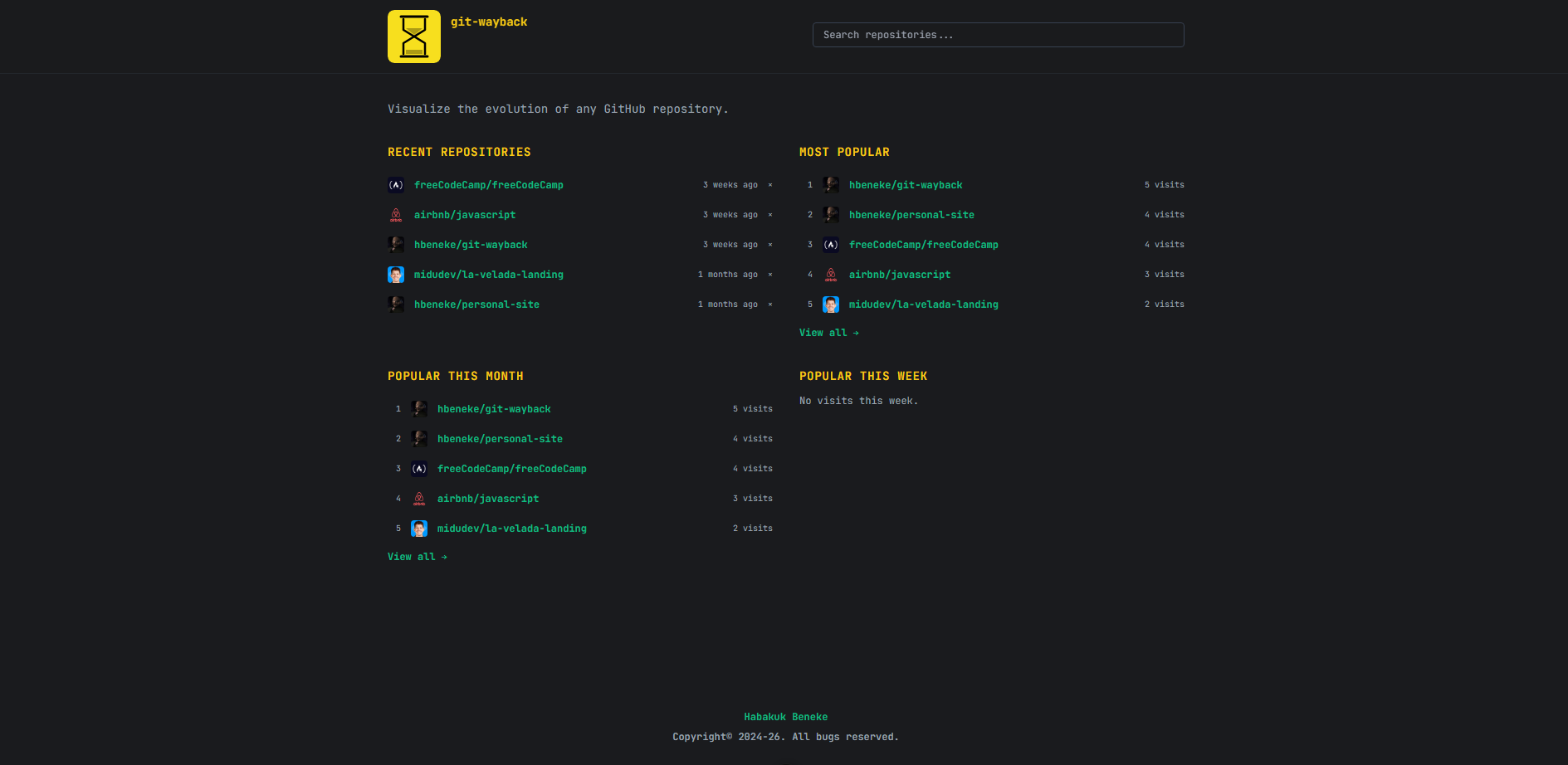 Git Wayback demo preview